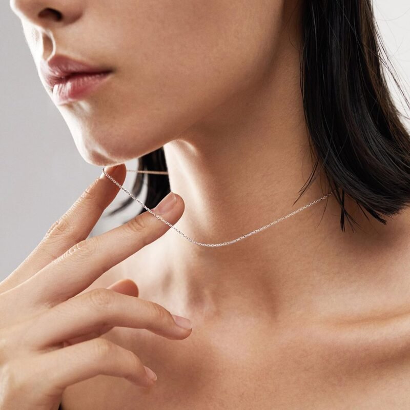 2 Solid 18K Gold Plated 925 Sterling Silver Chain Necklace for Women, 1.1mm Thin Dainty Cable Chain Non Tarnish & Sturdy Women's Chain Necklace 14/16/18/20/22/24 Inches