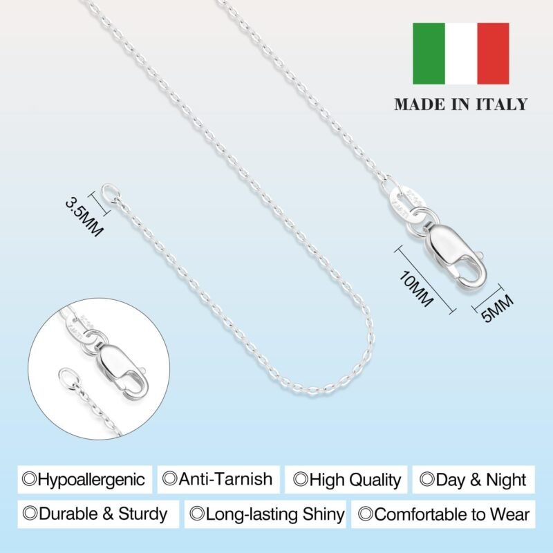 4 Solid 18K Gold Plated 925 Sterling Silver Chain Necklace for Women, 1.1mm Thin Dainty Cable Chain Non Tarnish & Sturdy Women's Chain Necklace 14/16/18/20/22/24 Inches