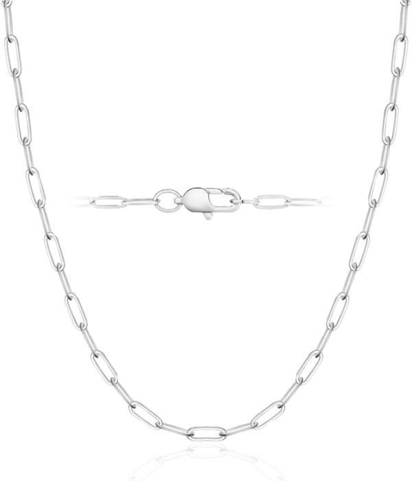 MAIN 18K Gold Plated and 925 Sterling Silver Paperclip Chain Necklace for Women, 2.5mm Strong Women's Chain Necklace, Comfortable and Not Hypoallergenic Necklace for Women