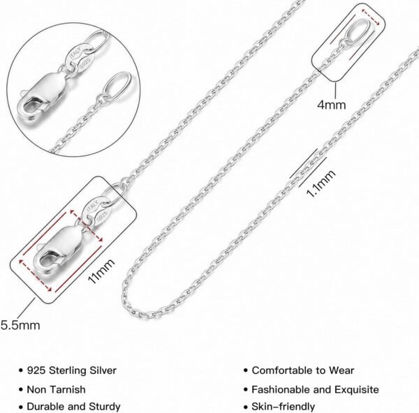 18k Gold Plated 925 Sterling Silver Chain Necklace for Women Dainty, 1.1mm Cable Silver Chain for Women, Non Tarnish Gold Chain for Women Necklace 14/16/18/20/22/24 Inches