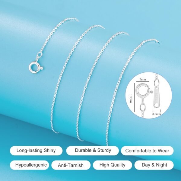 925 Sterling Silver Chain Necklace for Women Dainty, 1.1/1.5mm Durable 18K Gold Plated Cable Chain Necklace with Upgraded Spring-Ring Clasp Shiny Chain 14 16 18 20 22 24 Inch