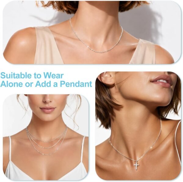 925 Sterling Silver Chain Necklace for Women Dainty, 1.1/1.5mm Durable 18K Gold Plated Cable Chain Necklace with Upgraded Spring-Ring Clasp Shiny Chain 14 16 18 20 22 24 Inch