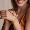 主图-02 Gold Bracelets for Women, 14K Gold Plated Stackable Bracelet Stack Set Adjustable Charm Paperclip Chain Cuban Link Layered Waterproof Jewelry Sets Gifts for Womens