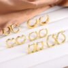 14K Gold Plated Hypoallergenic Small Hoop Earrings Set, Chunky Huggie Stackable Earrings for Women
