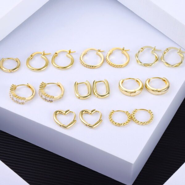 14K Gold Plated Hypoallergenic Small Hoop Earrings Set, Chunky Huggie Stackable Earrings for Women